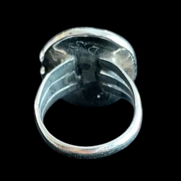 Vintage Navajo Sterling Silver Rope Tear-Drop Turquoise Ring Sz 7 App - Picture 7 of 11